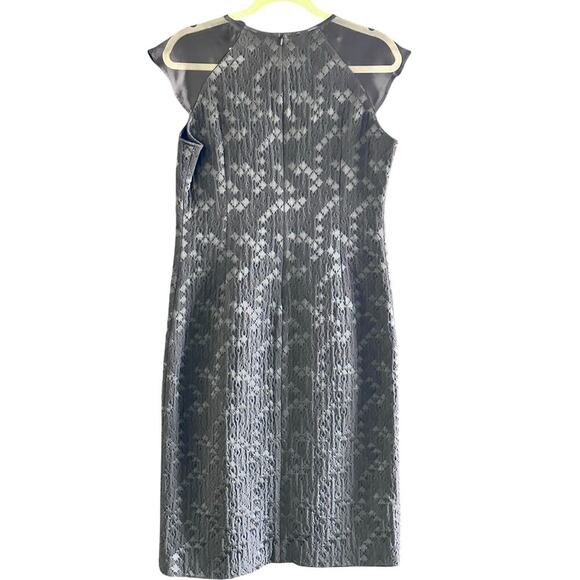 NWT Anne Fontaine Women's Black Gray Sandrine Cap Sleeves Sheath Dress Size 42 - Picture 2 of 12